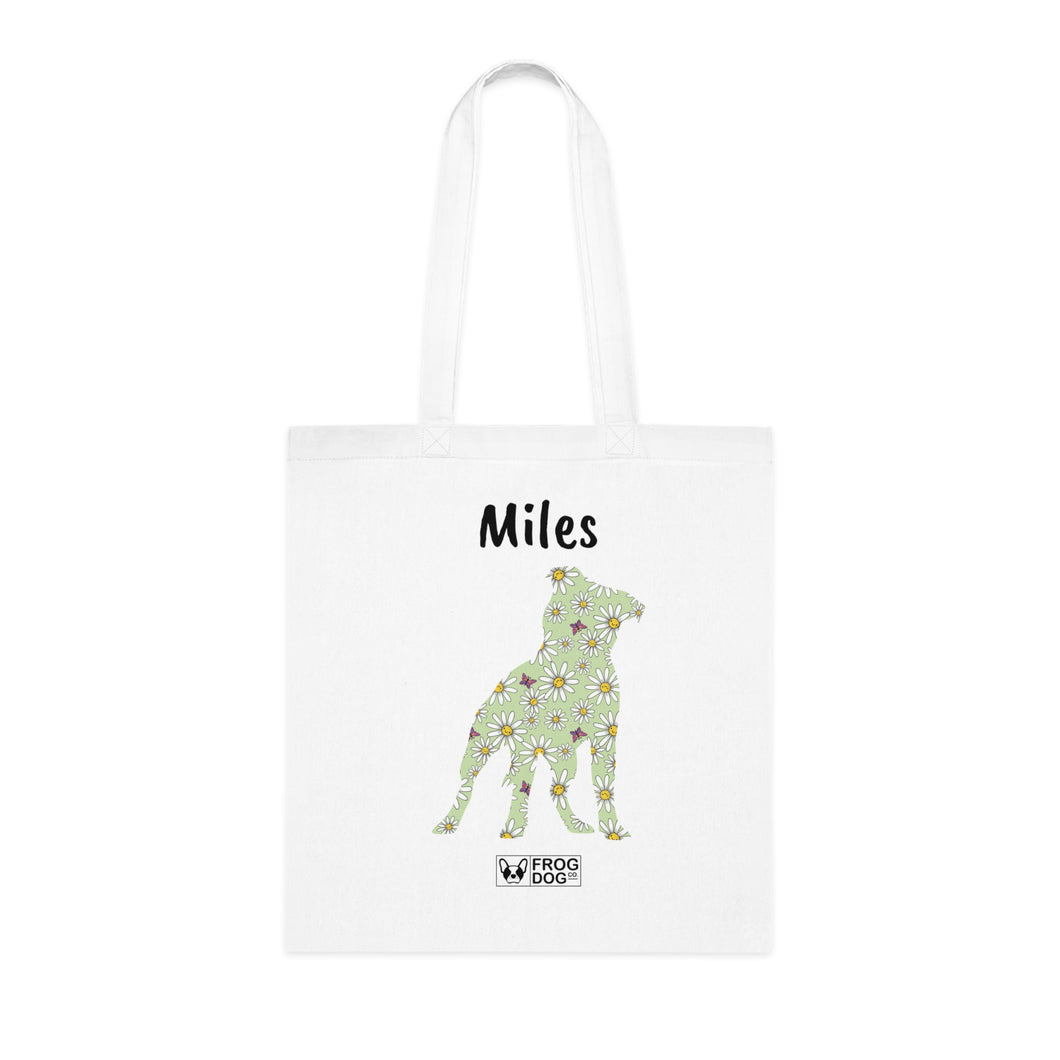 Personalized Staffy Daisy Print Cotton Tote Bag