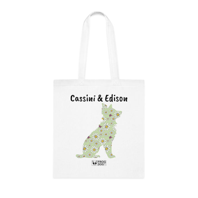 Personalised Collie Dog Daisy Days Print Cotton Tote Bag