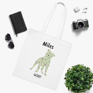 Personalized Staffy Daisy Print Cotton Tote Bag