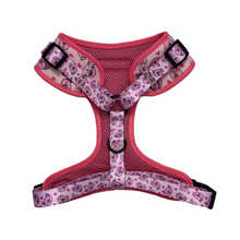 Load image into Gallery viewer, Detail of adjustable neck and chest straps on the pig pattern dog harness