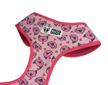 Load image into Gallery viewer, Close-up of FROG DOG CO.&#39;s soft neoprene lined dog harness in piggy pattern